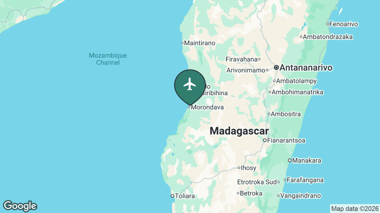 Map showing the location of MOQ airport in Madagascar