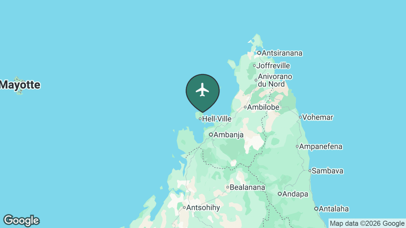 Map showing the location of NOS airport in Madagascar