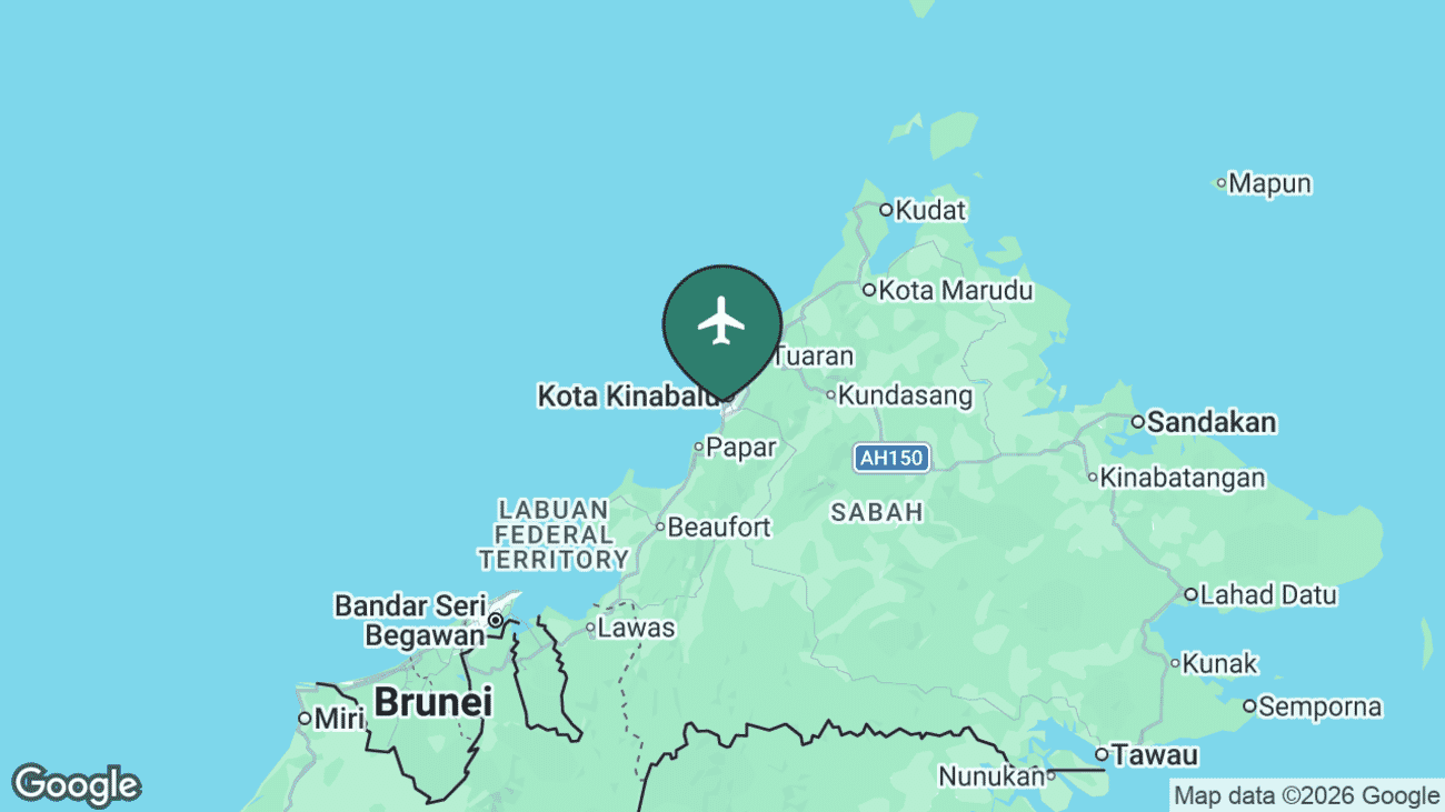 Map showing the location of Kota Kinabalu International (BKI) in Malaysia