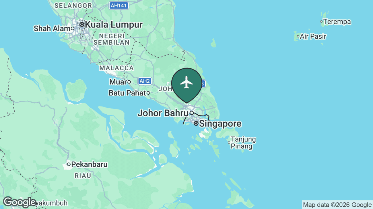 Map showing the location of Johor Bahru – Senai (JHB) in Malaysia