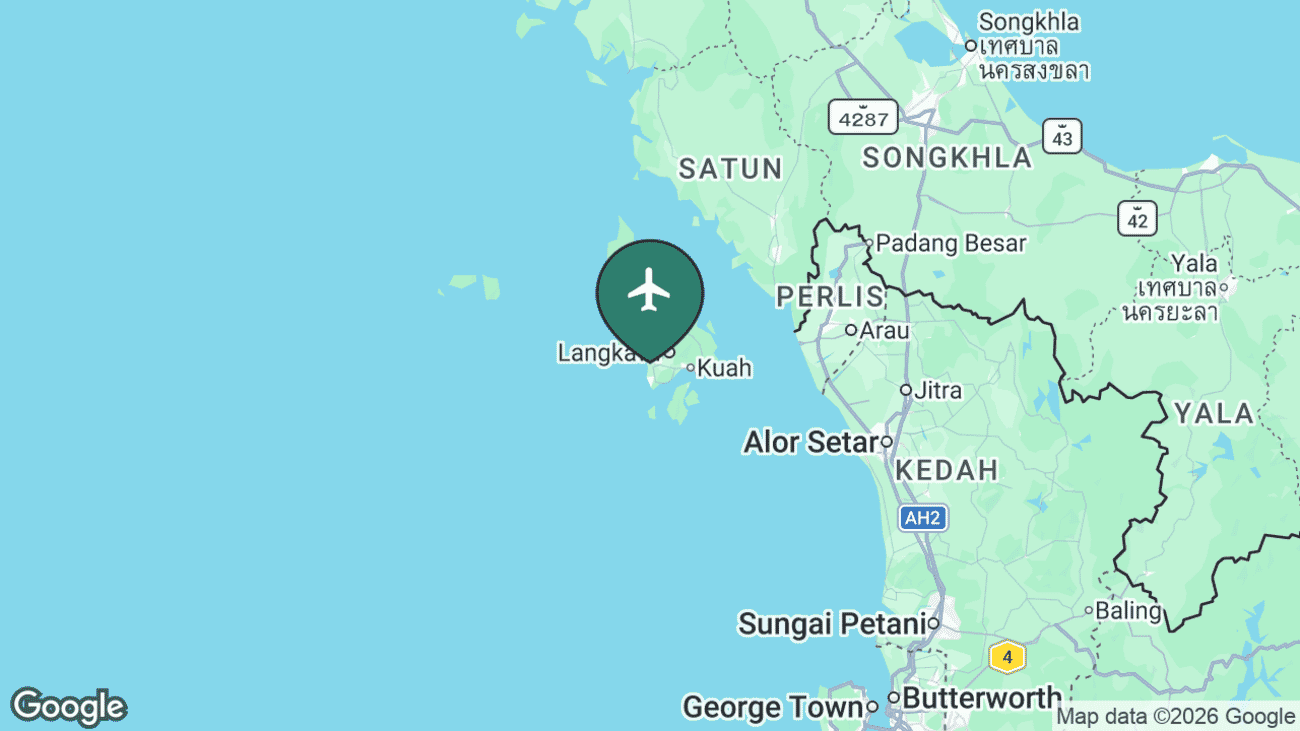 Map showing the location of Langkawi International (LGK) in Malaysia