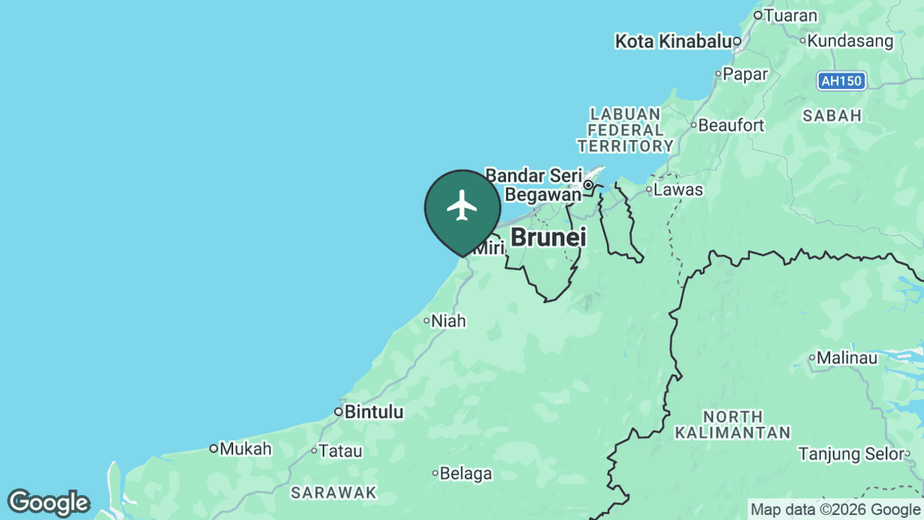 Map showing the location of Miri (MYY) in Malaysia