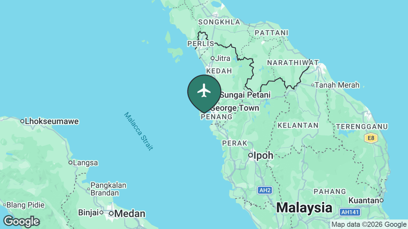 Map showing the location of Penang International (PEN) in Malaysia