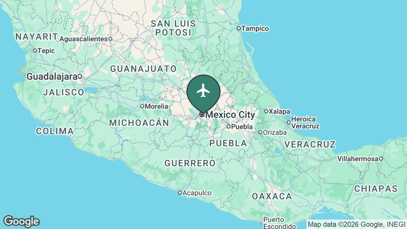 Map showing the location of Mexico City – Benito Juárez (MEX) in Mexico