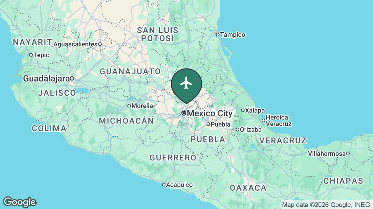 Map showing the location of Felipe Ángeles – AIFA (NLU) in Mexico