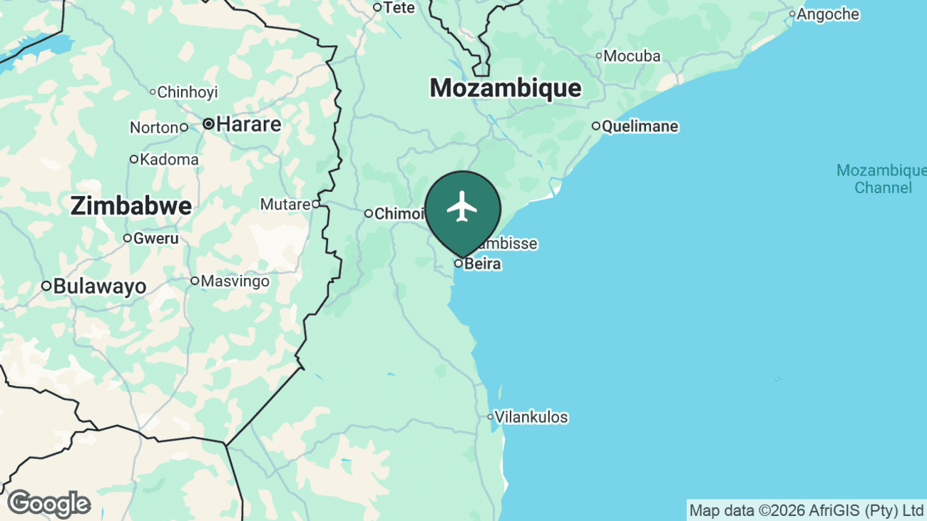 Map showing the location of BEW in Mozambique