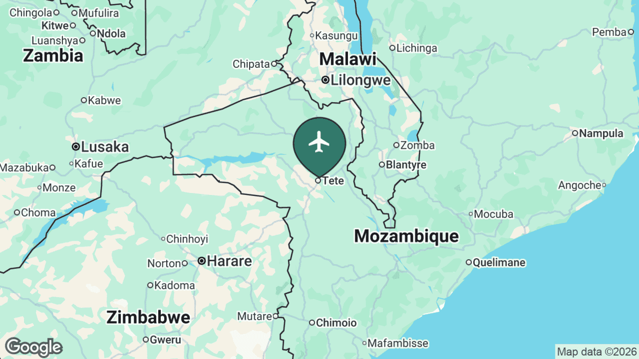 Map showing the location of TET in Mozambique