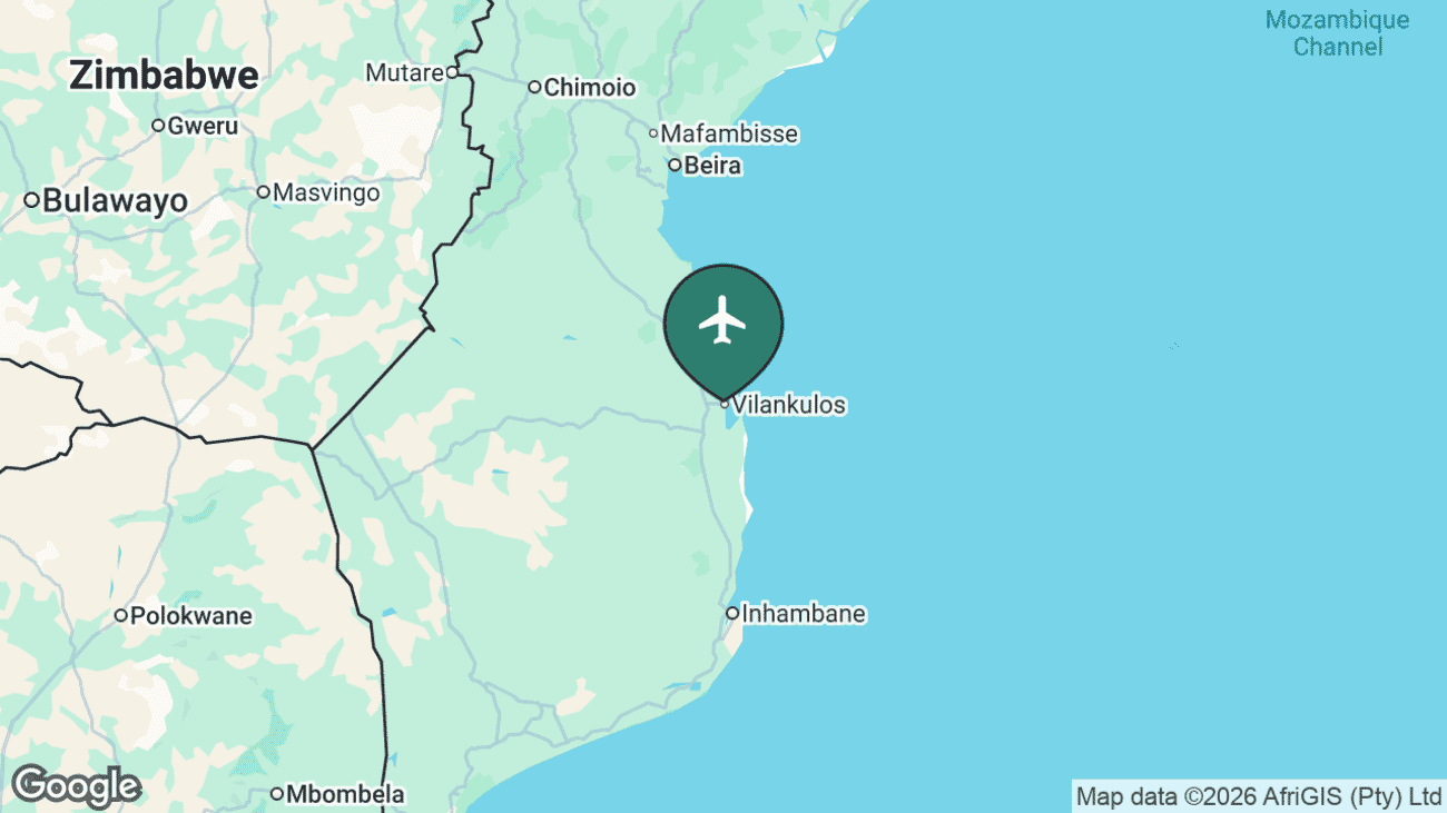 Map showing the location of VNX in Mozambique