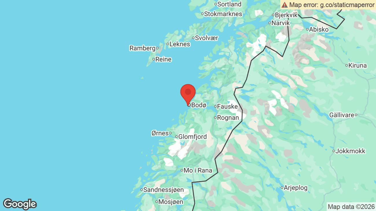 Map showing the location of Bodø Airport (BOO) in Norway