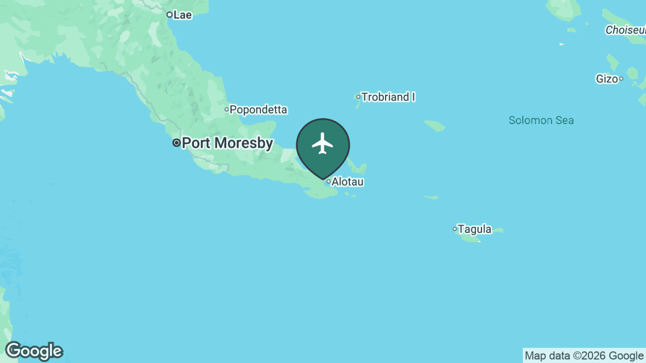 Map showing the location of Alotau Airport (GUR) in Papua New Guinea