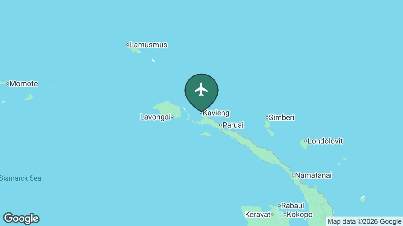 Map showing the location of Kavieng Airport (KVG) in Papua New Guinea
