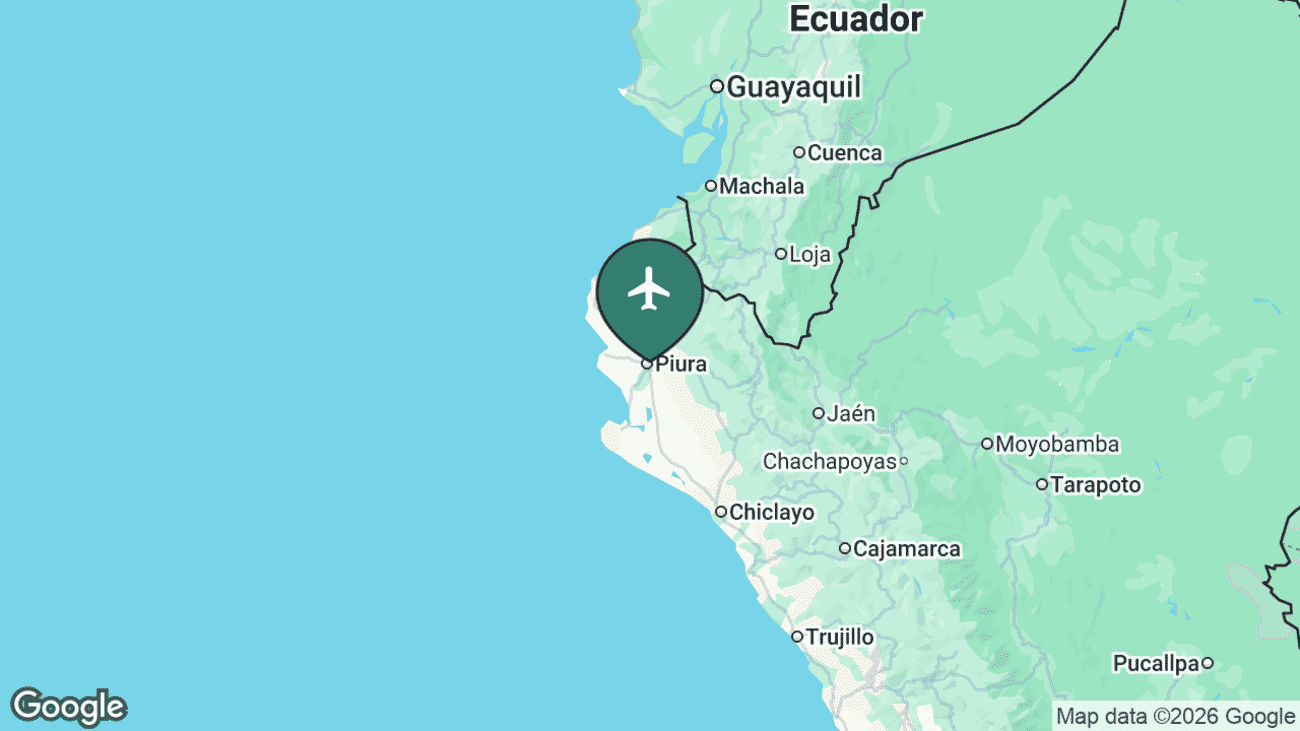 Map showing the location of Cap. FAP Guillermo Concha Iberico International Airport (PIU) in Peru