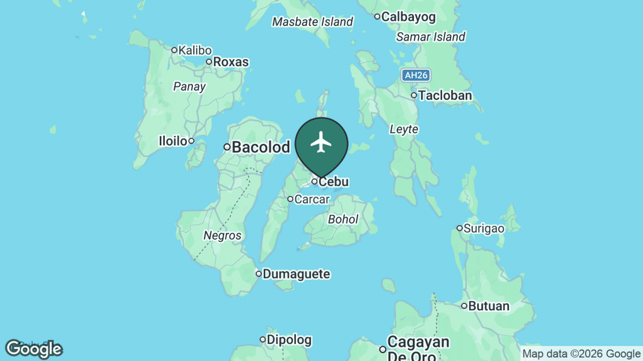 Map showing the location of Mactan-Cebu International (CEB) in the Philippines