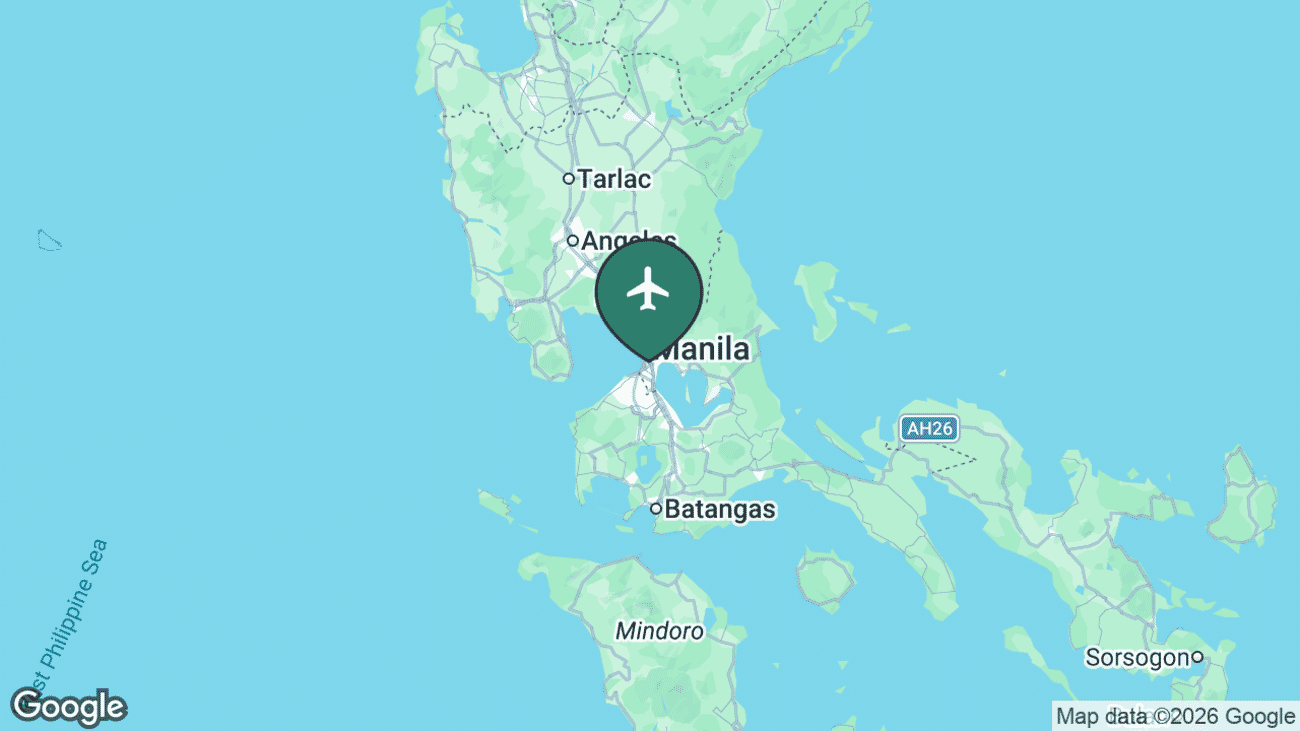 Map showing the location of Ninoy Aquino International (MNL) in the Philippines