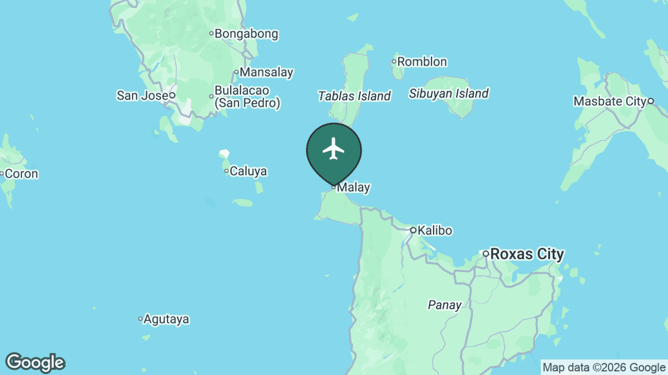 Map showing the location of Godofredo P. Ramos – Caticlan (MPH) in the Philippines