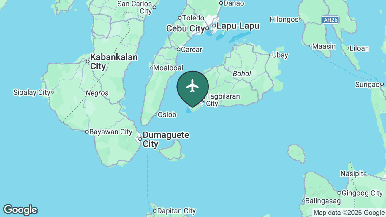 Map showing the location of Bohol-Panglao International (TAG) in the Philippines