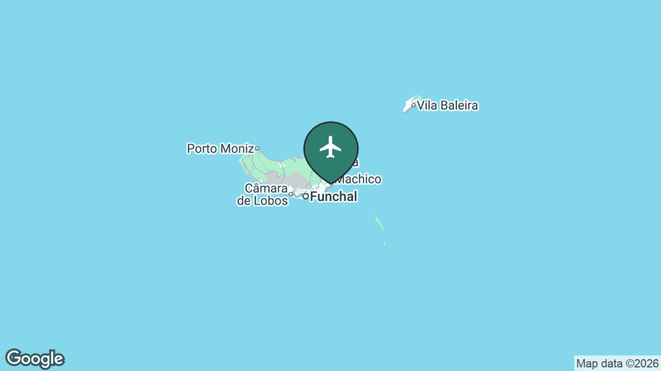 Map showing the location of Madeira Airport (FNC) in Portugal