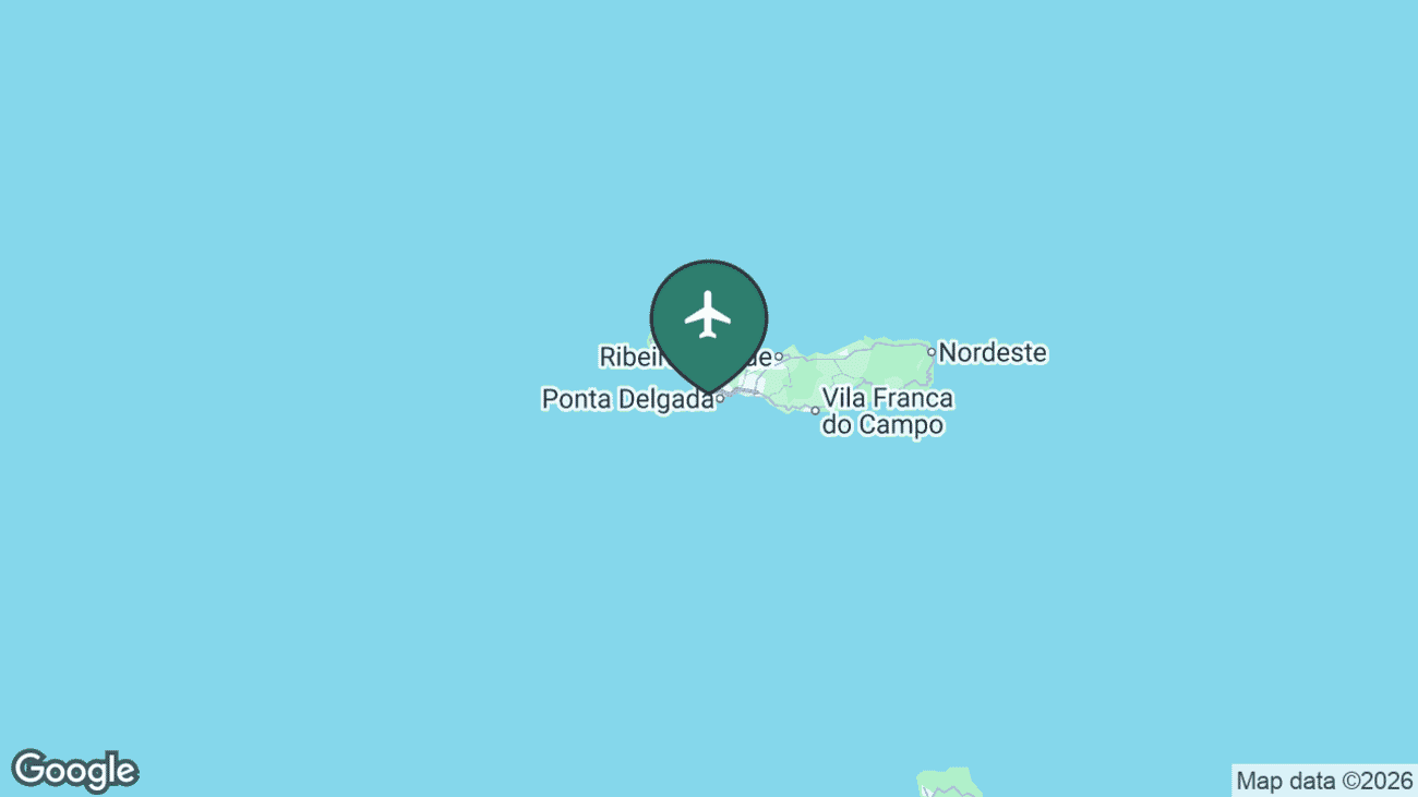 Map showing the location of Ponta Delgada Airport (PDL) in Portugal