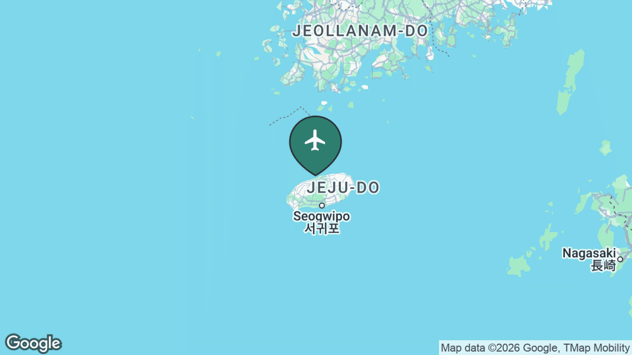 Map showing the location of Jeju (CJU) in South Korea