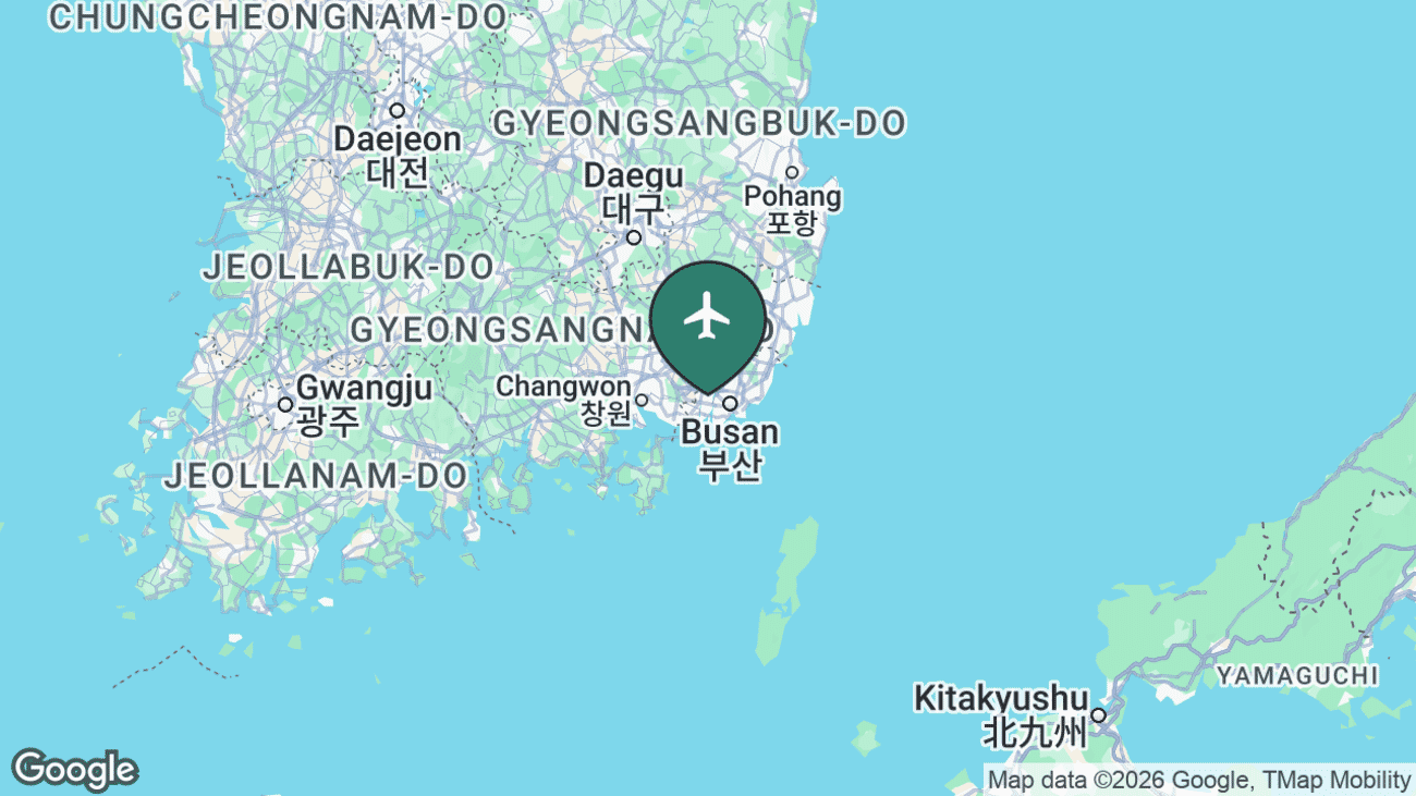 Map showing the location of Busan / Gimhae (PUS) in South Korea