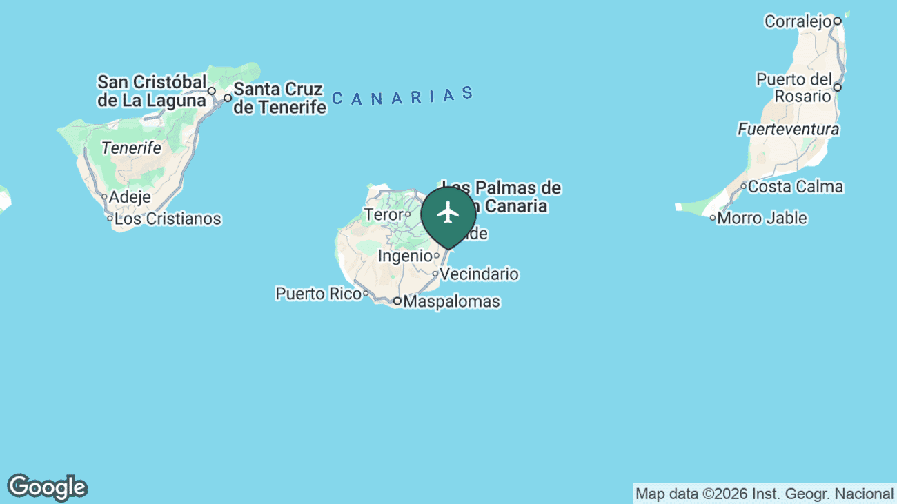 Map showing the location of Gran Canaria Airport (LPA) near Las Palmas, Spain