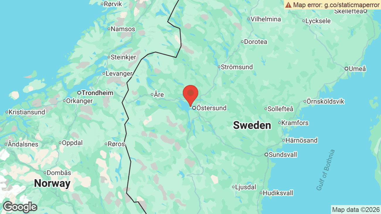 Map showing the location of Åre Östersund Airport (OSD) in central Sweden