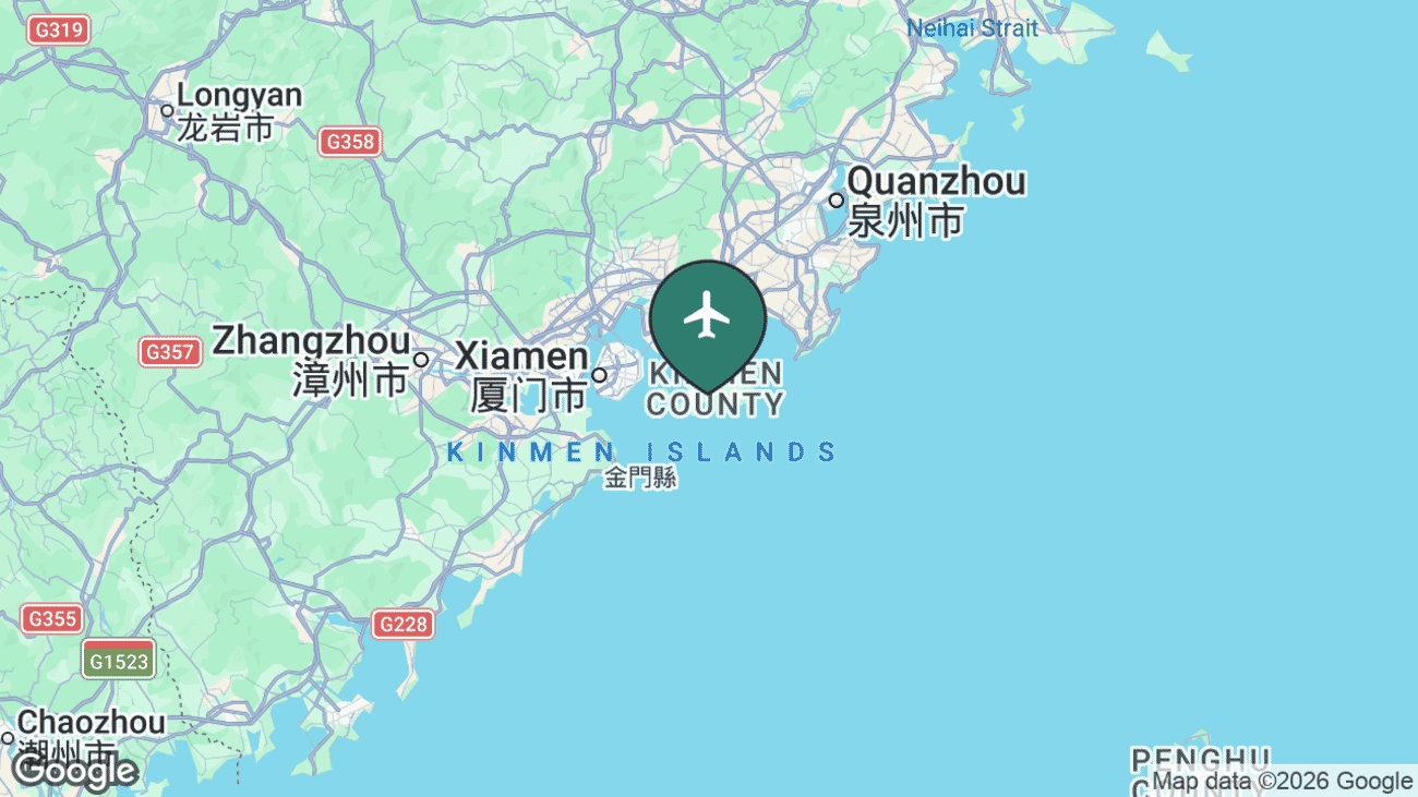 Map showing the location of Kinmen Airport (KNH) in Taiwan