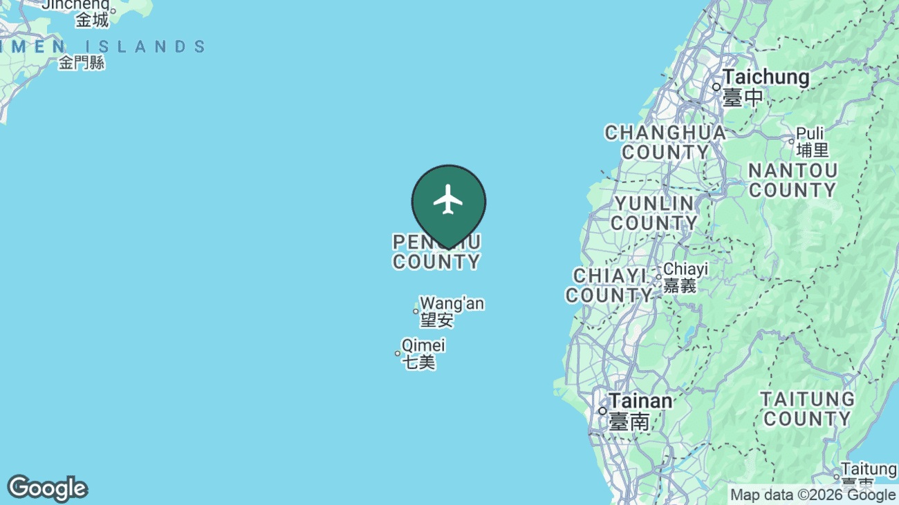 Map showing the location of Penghu / Magong Airport (MZG) in Taiwan