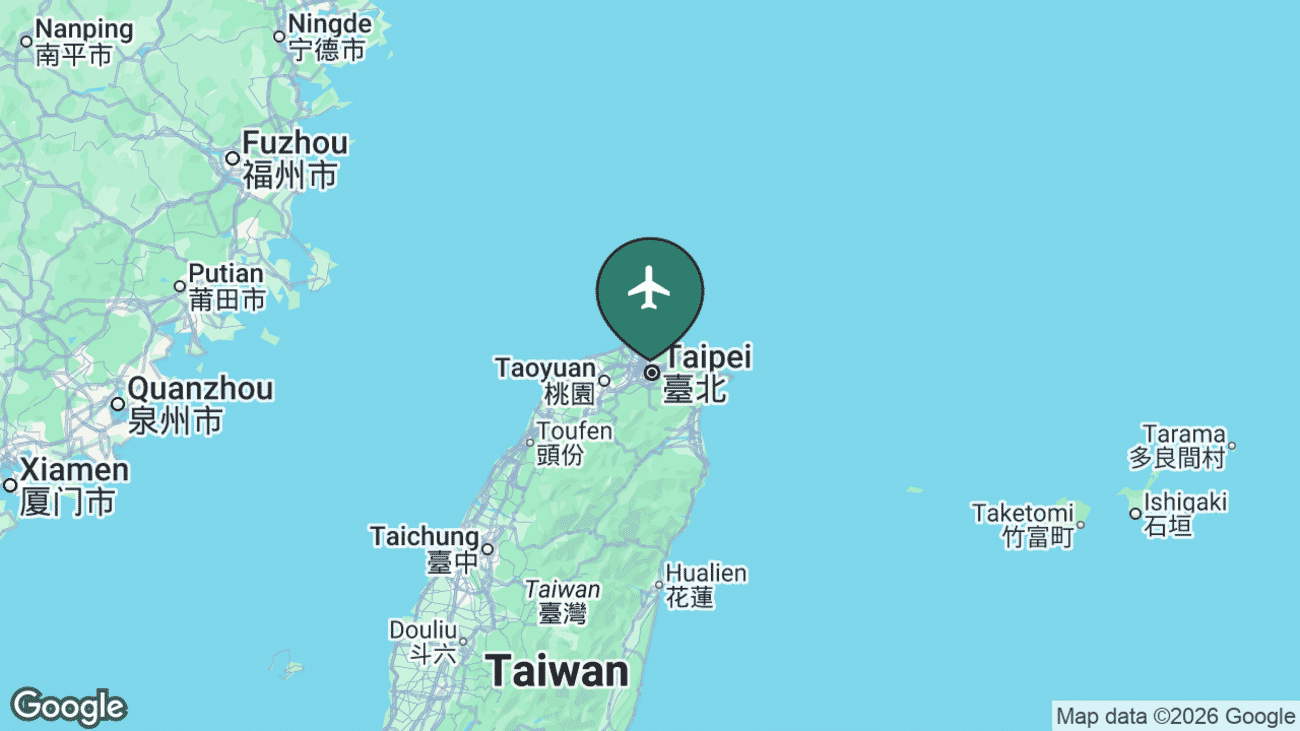 Map showing the location of Taipei Songshan Airport (TSA) in Taiwan