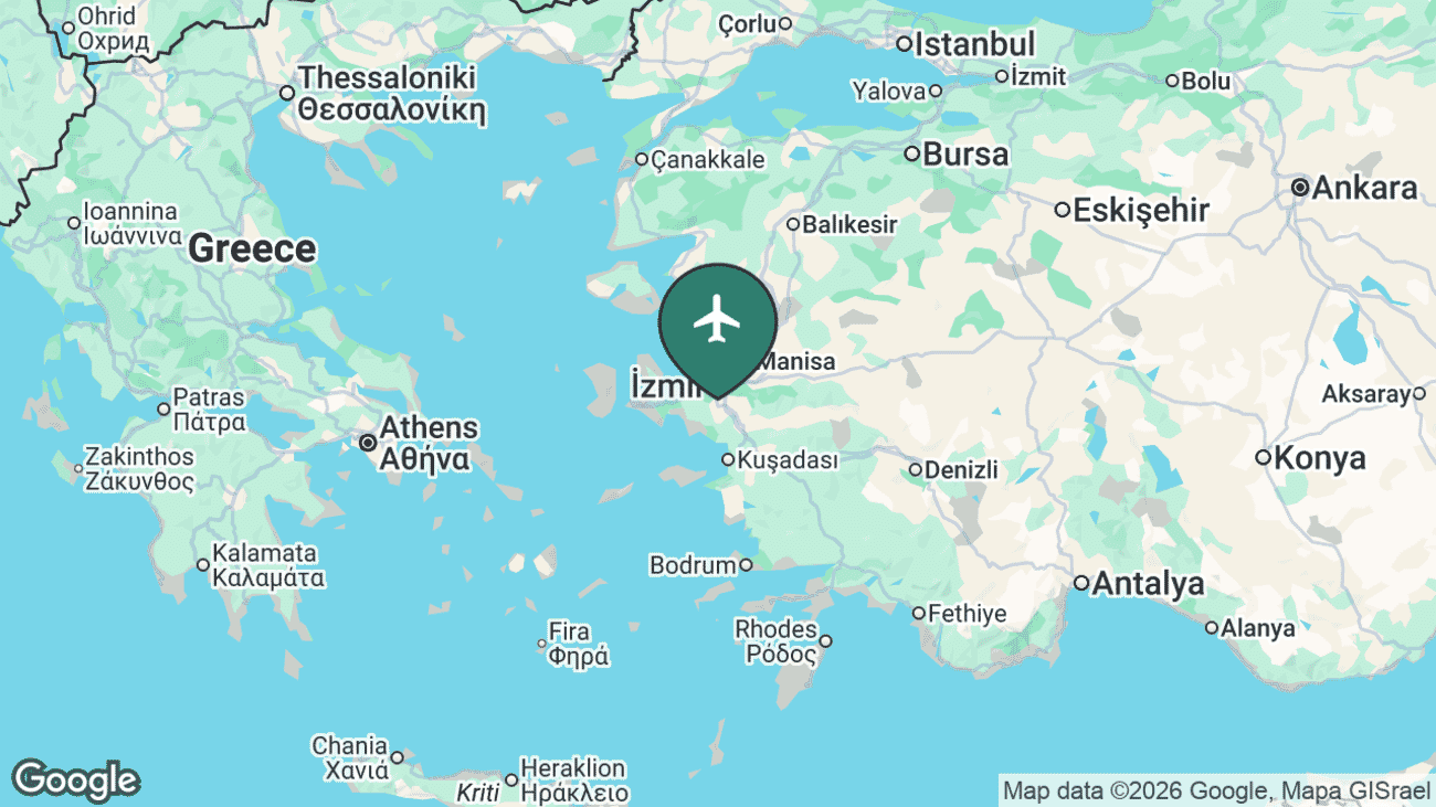 Map showing the location of Izmir / Adnan Menderes in Turkey