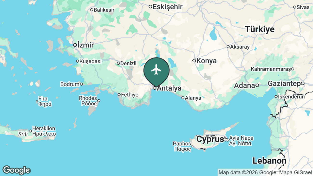 Map showing the location of Antalya in Turkey