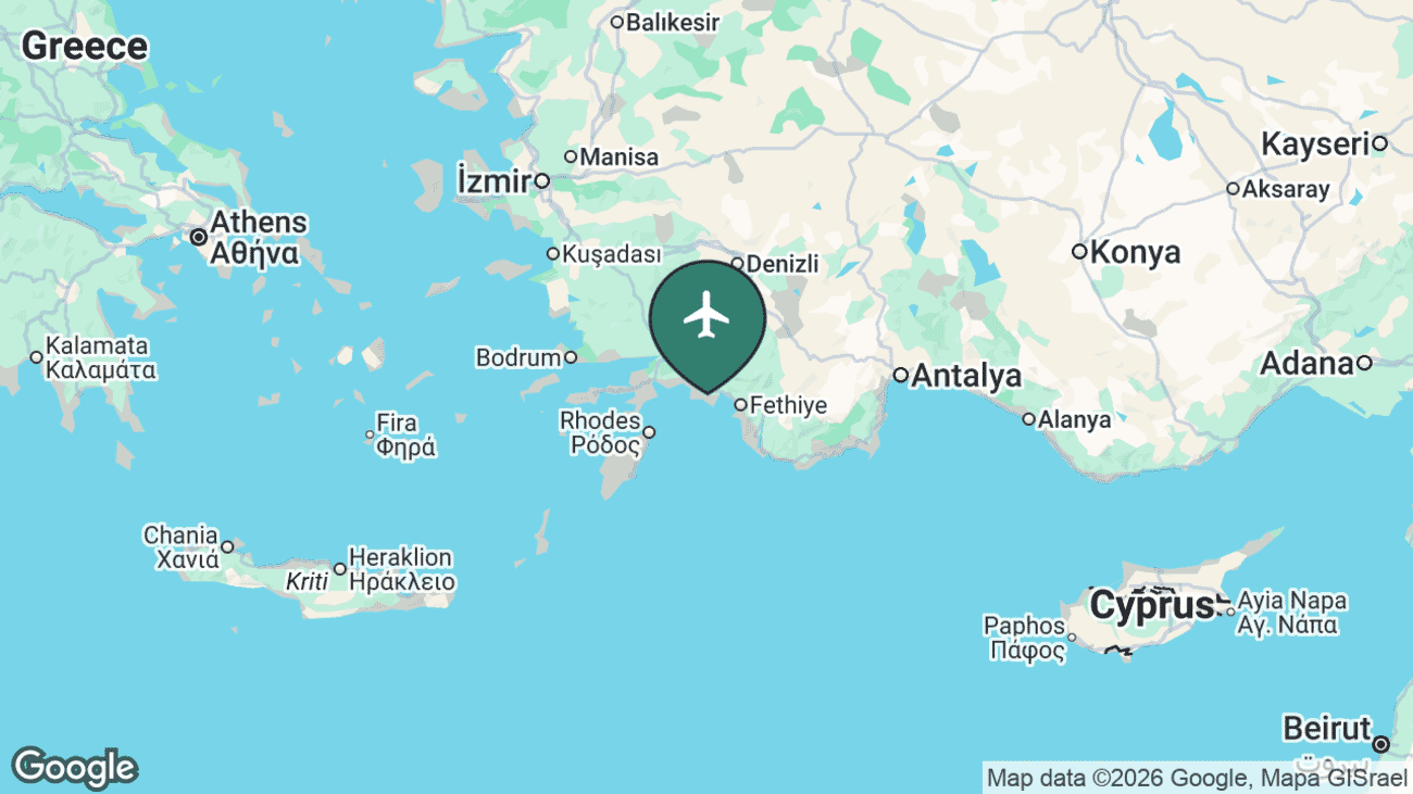 Map showing the location of Dalaman in Turkey