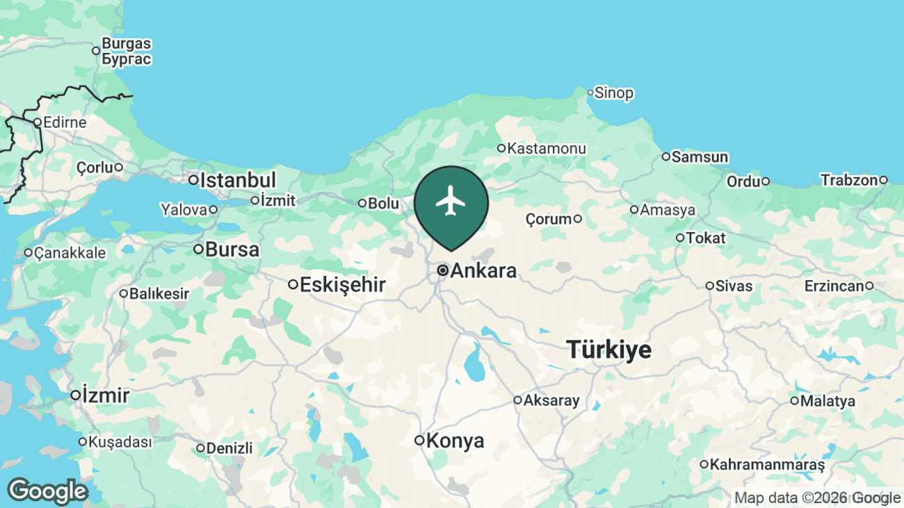 Map showing the location of Ankara Esenboga in Turkey
