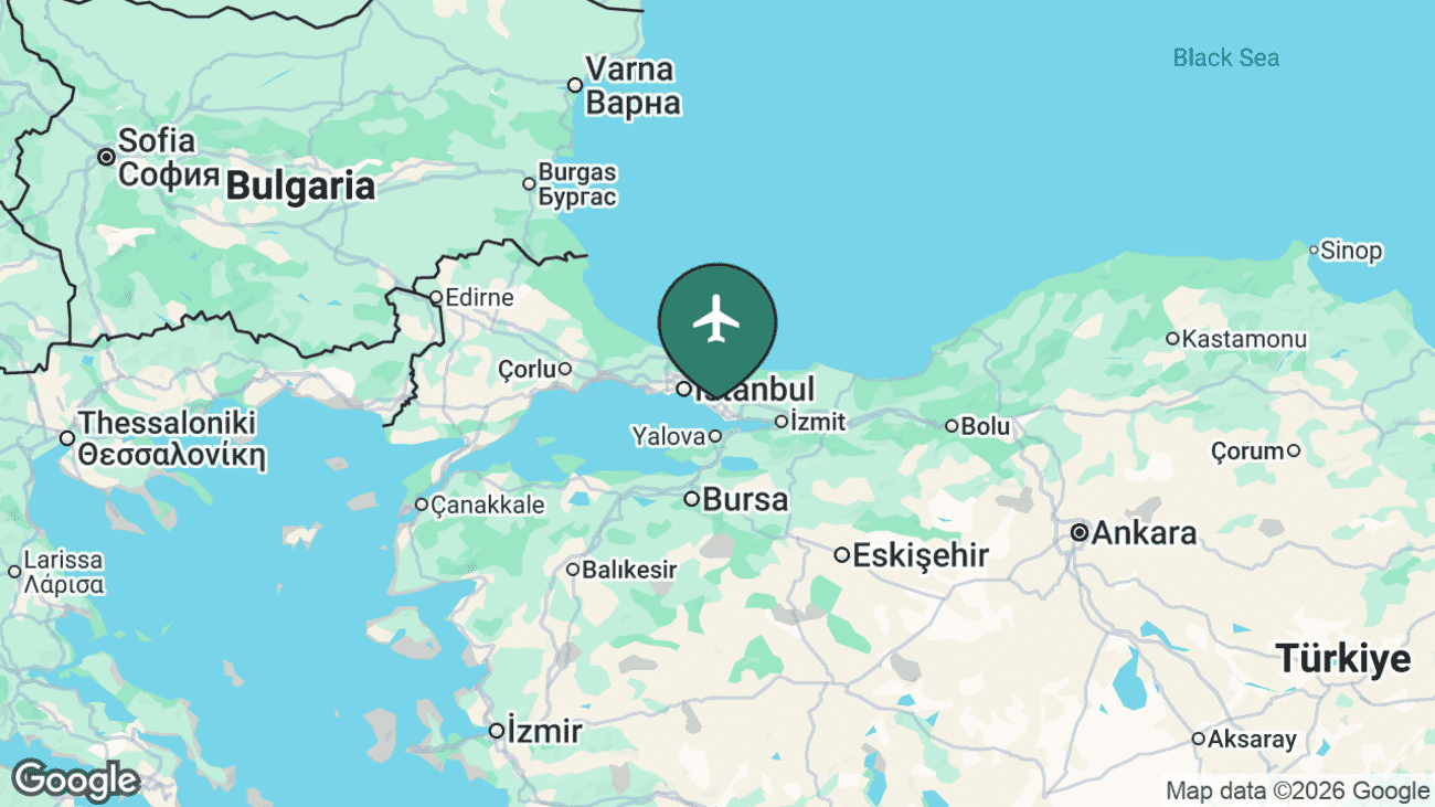 Map showing the location of Sabiha Gokcen in Turkey