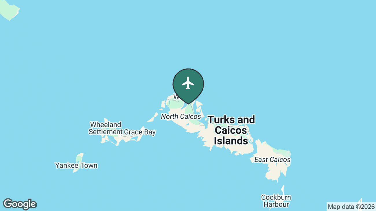 Map showing the location of North Caicos Airport (NCA) on North Caicos in the northern Caicos Islands