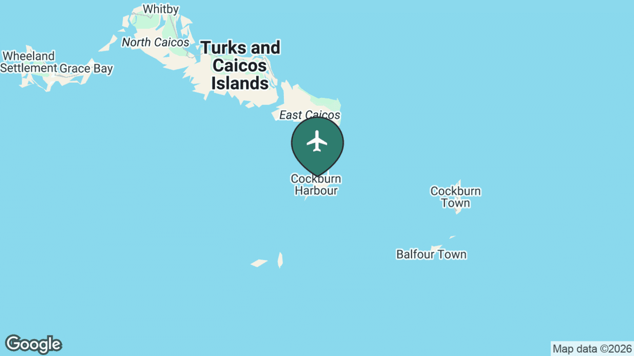 Map showing the location of South Caicos Airport (XSC) on South Caicos in the eastern Caicos Islands