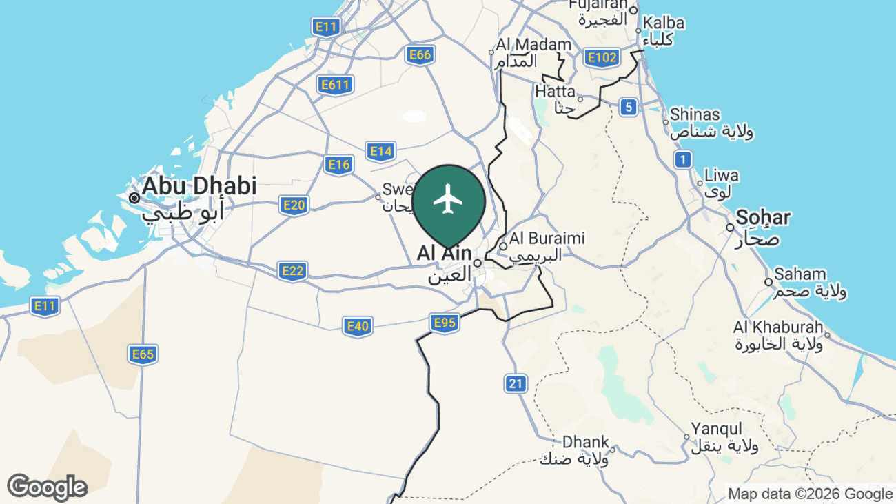 Map showing the location of Al Ain International Airport (AAN) in the United Arab Emirates