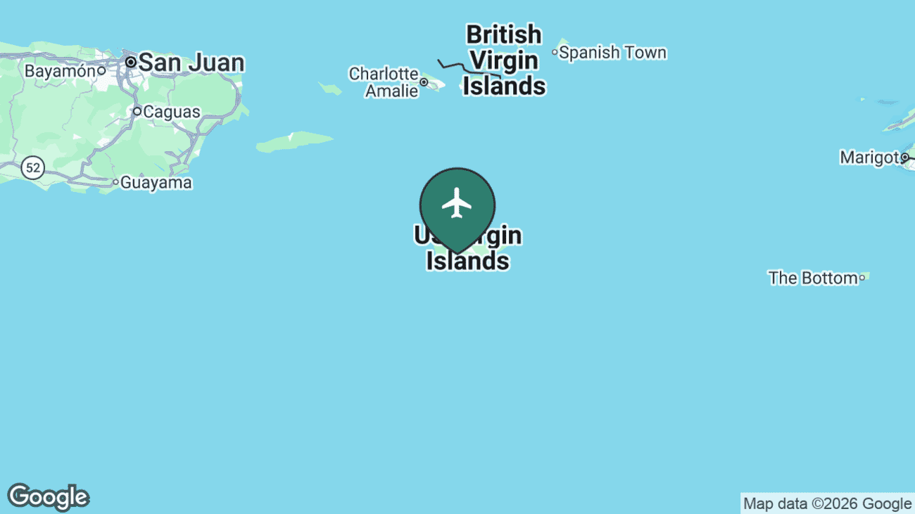 Map showing the location of Henry E. Rohlsen Airport (STX) on St. Croix in the U.S. Virgin Islands