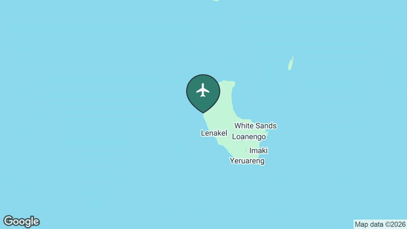 Map showing the location of Whitegrass Airport (TAH) on Tanna island, Vanuatu