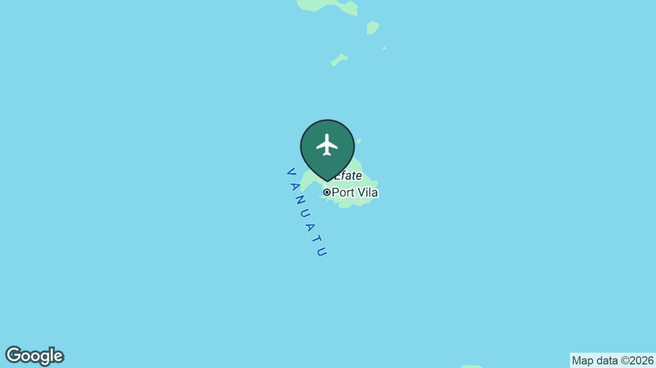 Map showing the location of Bauerfield International Airport (VLI) near Port Vila on Efate, Vanuatu