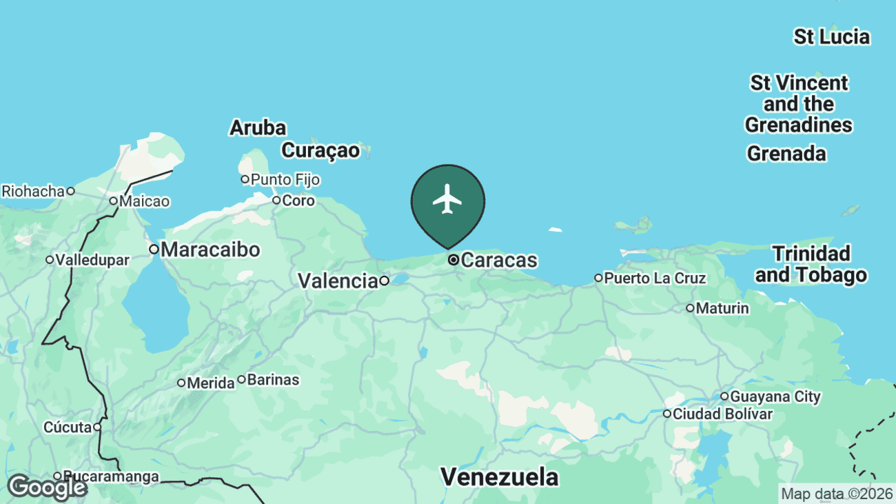 Map showing the location of Caracas Airport (CCS) in Venezuela