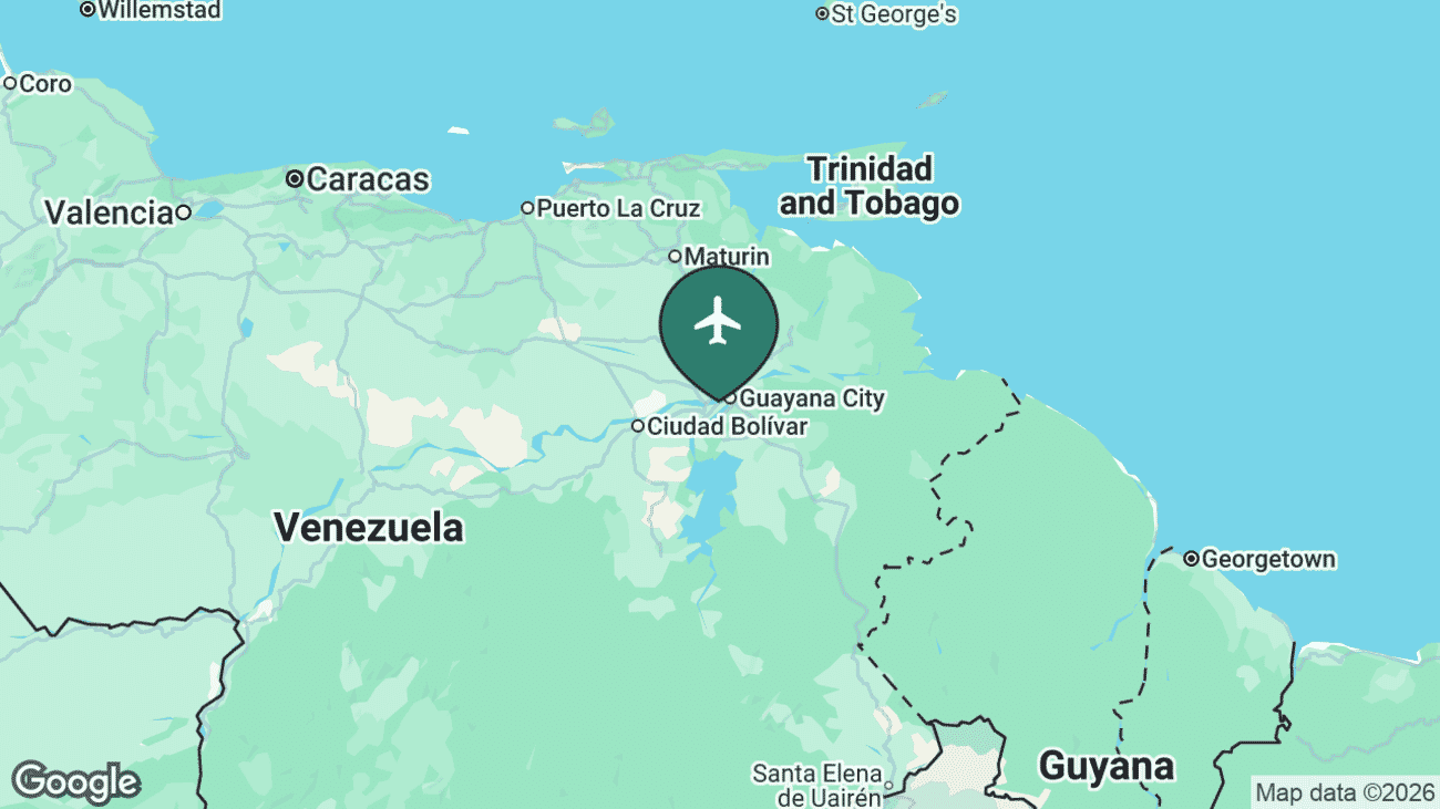 Map showing the location of Ciudad Guayana / Puerto Ordaz Airport (PZO) in Venezuela