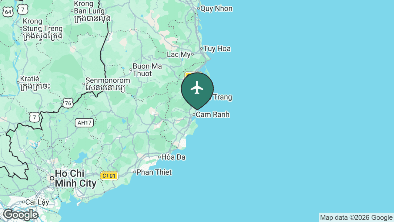 Map showing the location of Nha Trang – Cam Ranh (CXR) in Vietnam