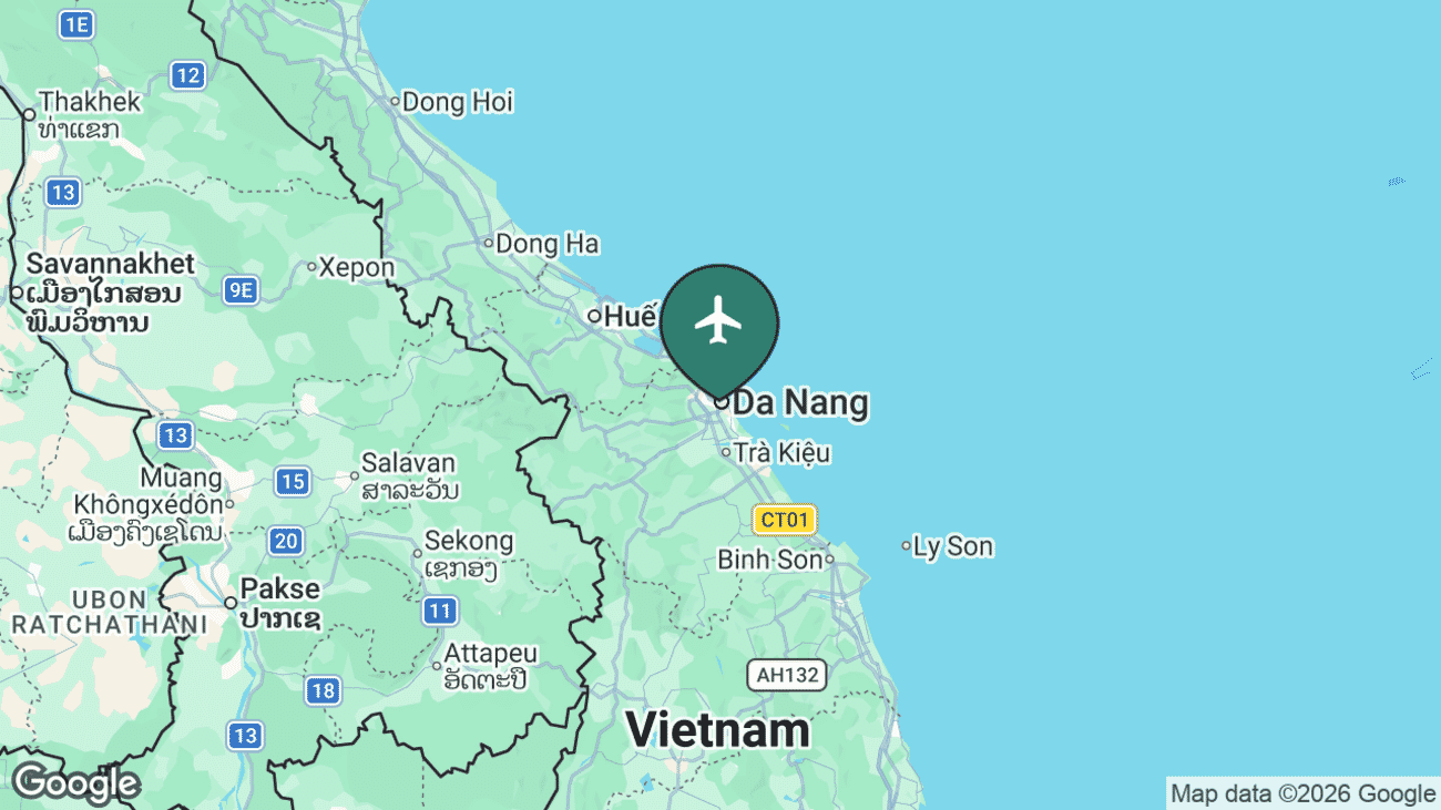 Map showing the location of Da Nang (DAD) in Vietnam