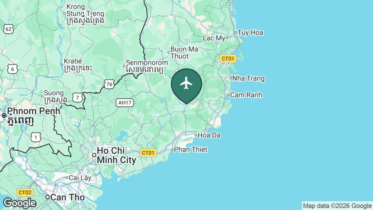 Map showing the location of Da Lat – Lien Khuong (DLI) in Vietnam