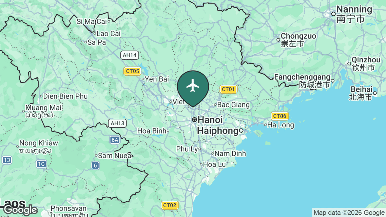 Map showing the location of Hanoi – Noi Bai (HAN) in Vietnam