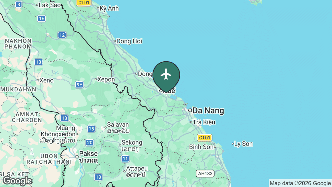 Map showing the location of Hue – Phu Bai (HUI) in Vietnam