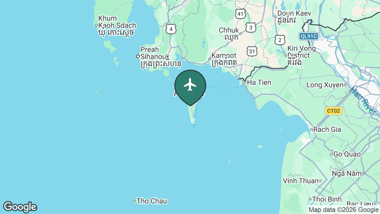 Map showing the location of Phu Quoc (PQC) in Vietnam