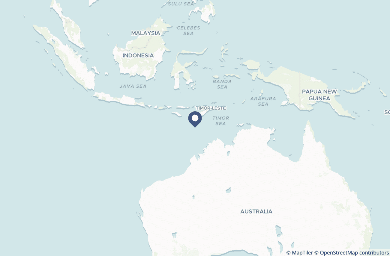 Locator map showing the position of Ashmore & Cartier Islands in the Timor Sea, off northwest Australia