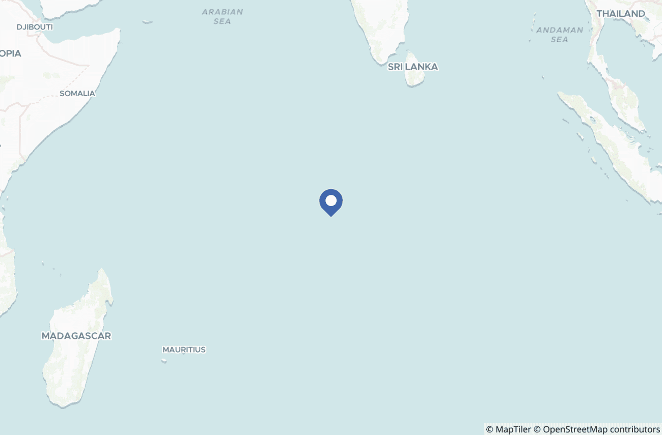 Locator map showing the position of British Indian Ocean Territory in the central Indian Ocean